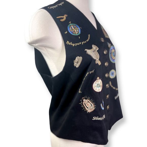 1980's Carol Horn Western Embroidered Rodeo Vest- Cowgirl - Barrel Racer- Horses - Picture 4 of 7
